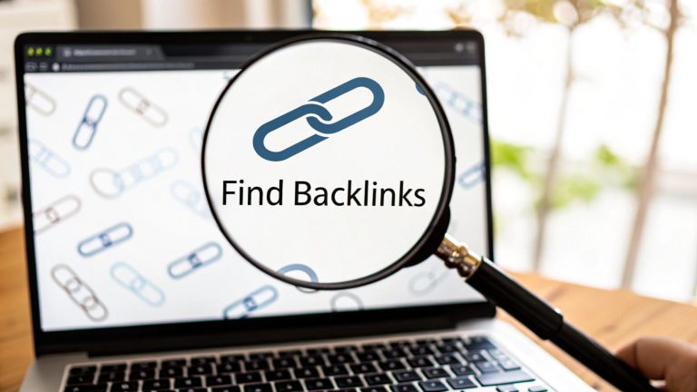 Find backlinks SEO promotional image. Website Services-Kansas City.