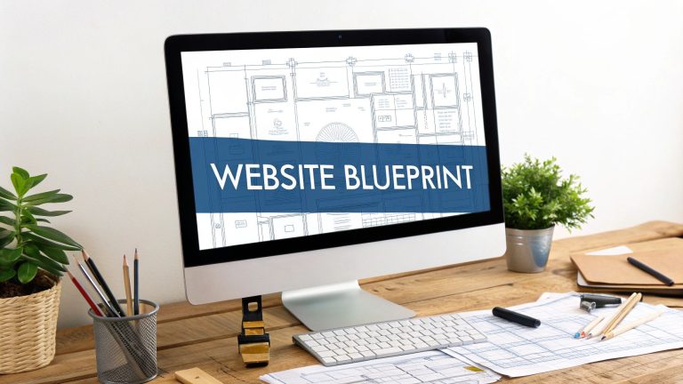 Website blueprint promotional image. Website Services-Kansas City.